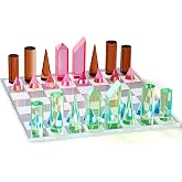 WinnerWhy Rainbow Crystal Acrylic Chess Set, Modern Unique Chess Gift Set | Colorful Chess Set for Christmas Birthday Gift, Modern Gifts for Chess Lovers, 11.8 x 11.8 Inch Large Decorative Chess Board