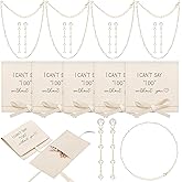 Landical 8 Sets Bridesmaids Pearl Jewelry Set Proposal Gift Bridesmaids Jewelry Pouch with Bow Tie I Can't Say I Do Without You Wedding Bride Shower Gifts(Beige)