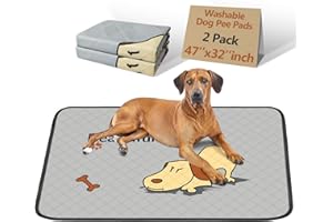 GOLOPET Washable Pee Pads for Dogs 47x32in 2-Pack Thick Reusable Puppy Pads Extra-Absorbent Prevent Leakage Non-Slip for Puppy Playpen, Crate, Whelping Box, Potty Training Reusable,Grey