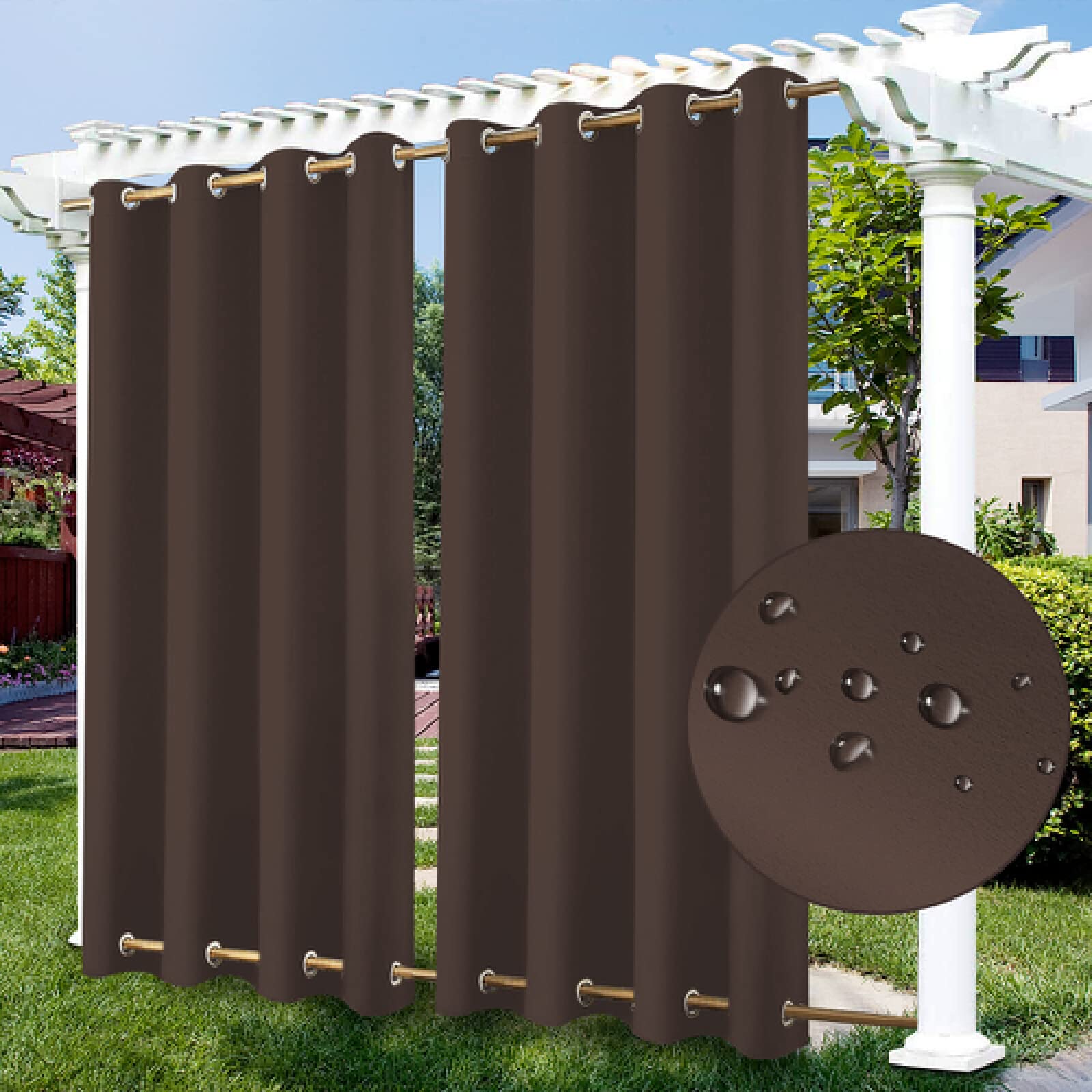 ZJXSNEH Waterproof Pergola Outdoor Curtains Terrace