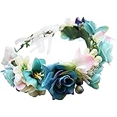 Brikuinr Wedding Flower Crown Adjustable Flower Headband Floral Halo Floral Crown Bridal Party Cosplay Halloween Photos