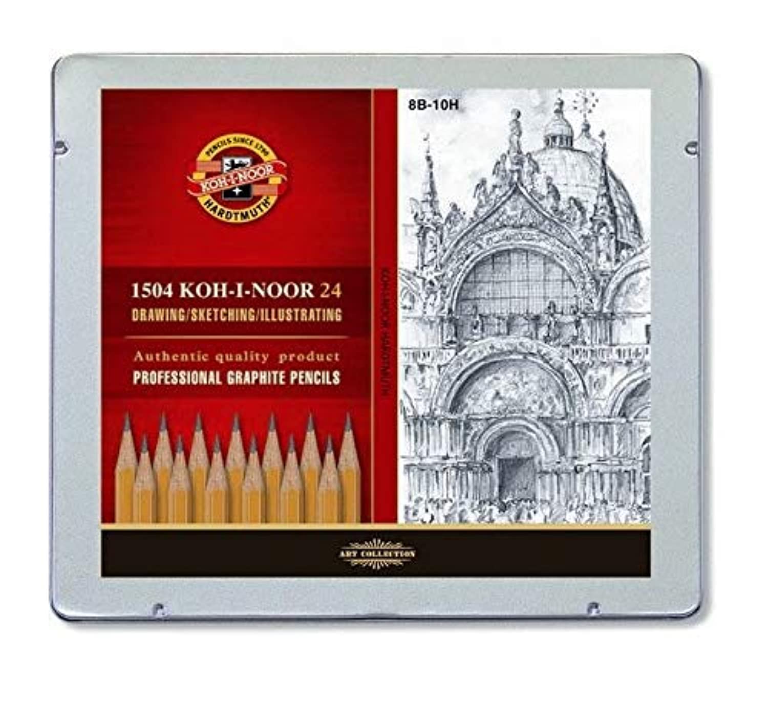KOH-I-NOOR 8B-10H Graphite Pencil in Tin (Pack of 24)