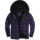 ZITY Boys Flannel Jacket Sherpa Lined Hoodies Zip Up Fleece Plaid Shirt Unisex Winter Coat Kids Outerwear 6-15 Years