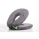 FaceCradle Adjustable Travel Pillow, Full Sleep while you Travel on an Airplane, Train or Bus, Support your Neck While you Travel and Sleep, Neck Pillow Comfortably Holds your Head Up, Grey