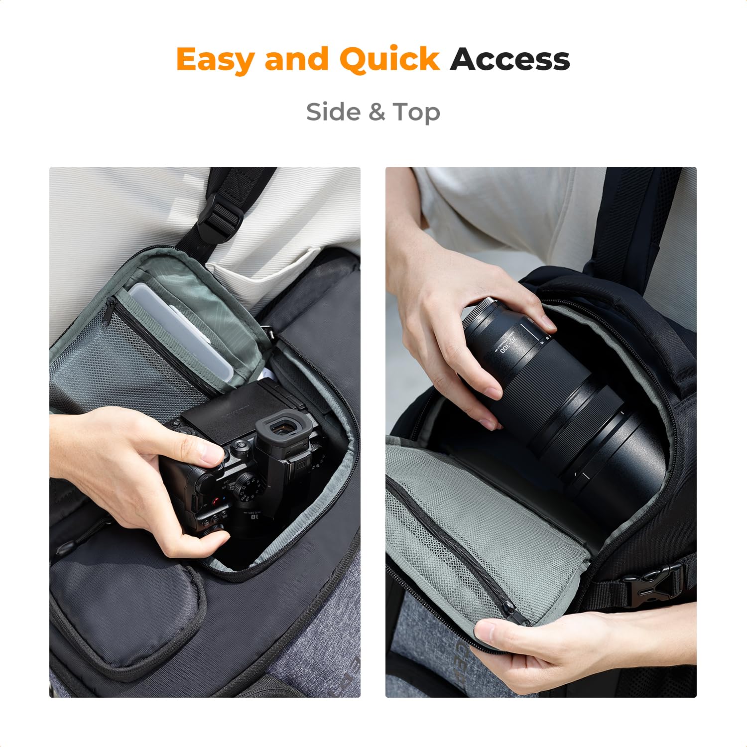 K&F CONCEPT Kamerarucksack wasserdicht Fotorucksack für Canon Nikon Sony Spiegelreflexkameras, Drohne, Objektiv, Laptop, Stativ und Zubehör 3