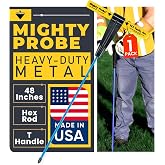 T&amp;T Tools 48-Inch Mighty Probe Metal Soil Probe &ndash; 3/8" Hex Rod - 1 Pack | Heavy Duty Metal Construction, T-Handle, Insulated Design, Easy Ground Entry, Soil Testing, Landscaping, USA-Made Quality