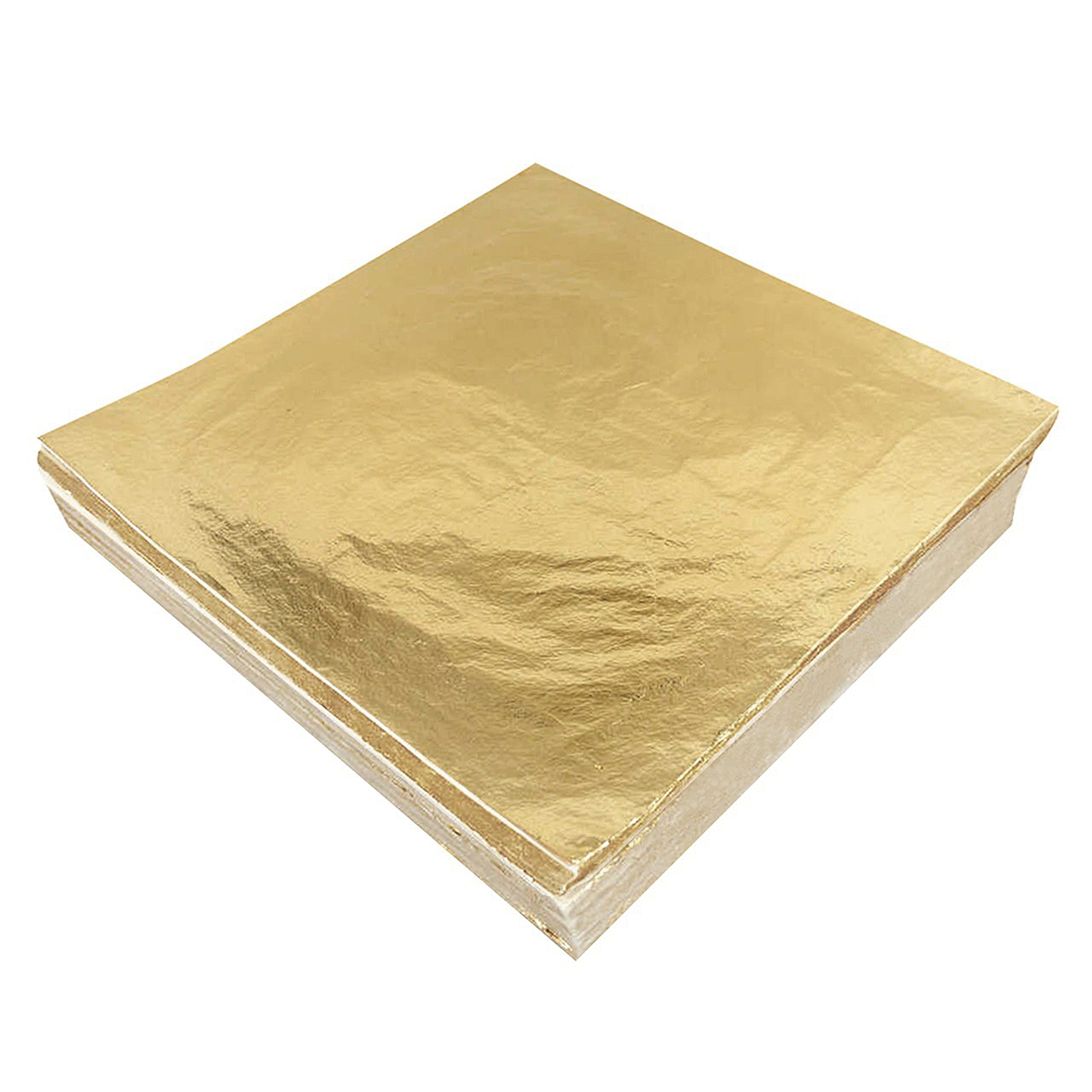 xQzit 200 PCS Gold Leaf Sheets | 14x14cm Gold Foil Sheets for Gilding, Nails, Art & DIY Crafts | Gold Foil Paper Ideal for, Furniture, Home Decoration & Canvas Projects