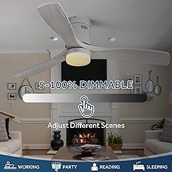 Sofucor 52 Inch Flush Mount Ceiling Fan with Light