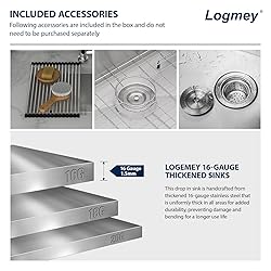 Logmey 24 Inch Undermount Laundry Sink 24x18