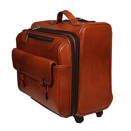 HugMe.fashion Genuine Leather Trolley Soft Bag in Black TB16 (Tan)