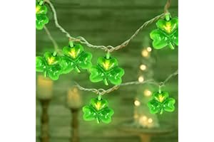 Egcol Shamrock String Lights Outdoor 8.5Ft St. Patrick's Day Decorations Lights with 10 Lucky Clover Green Light, Plug in Shamrock Light for St Patricks Day Irish Party Home Wedding Window Bedroom