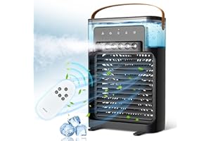 Portable Air Conditioners Fan, NTMY Personal Evaporative Air Cooler, Ultra-Quiet Mini Air Cooling Fan with Natural Wind Function, 5 Cool Mist & 4 Speeds & Timer for Bedroom Office Desk, Remote Control