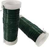 Aisszhao 2 Roll 0.35 mm Green Florist Wire 50 m Each Roll