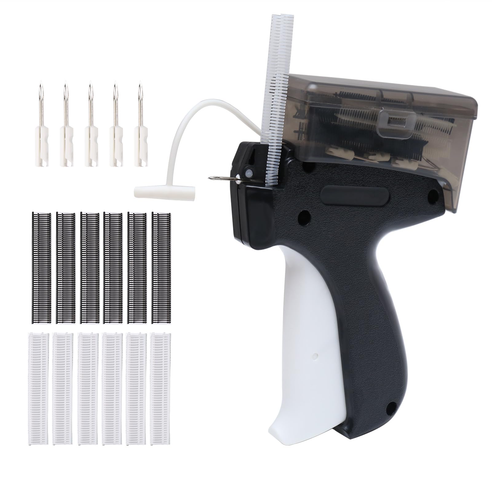 Photo 1 of Tagging  Kit for Clothing, Micro Tag Gun Kit for Clothes, Quick Clothing Fixer, Mini Quick Sewing Gun, Garment Price Tagger Stitching Guns with 5 Fine Needles 1200 Pcs Barbs Fasteners Black
