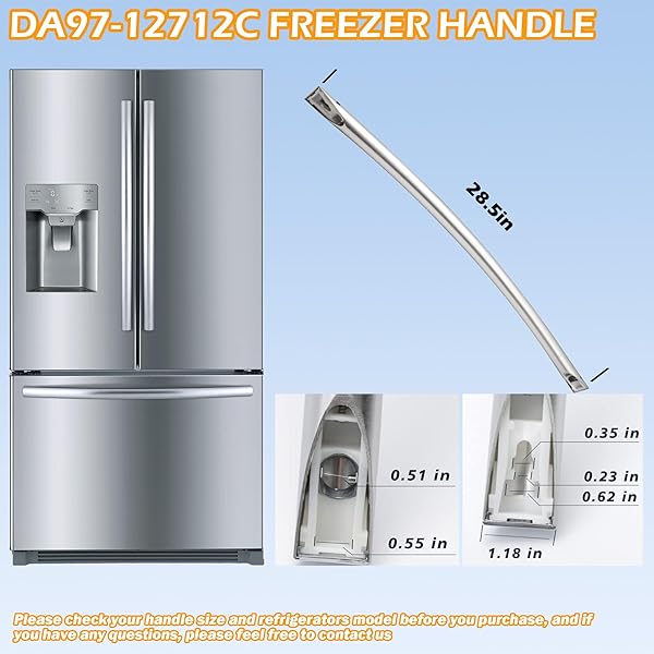 DA97-12712C FREEZER DOOR HANDLE COMPATIBLE FOR SAMSUNG FREEZER DOOR HANDLE, COMPATIBLE MODEL RF24FSEDBSR RF28HMEDBSR RF28HMELBSR RF30HBEDBSR RF30KMEDBSR RF31FMEDBSR