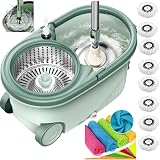 SWISSPACK Revolving Spin Mop Bucket White Pads Bundle Telescopic Handle view 1