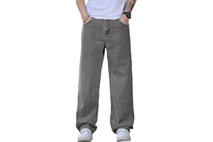 VENNYNG Men's Loose Fit Denim Texture Wide-Leg Pants Casual Trousers Elastic Back Daily