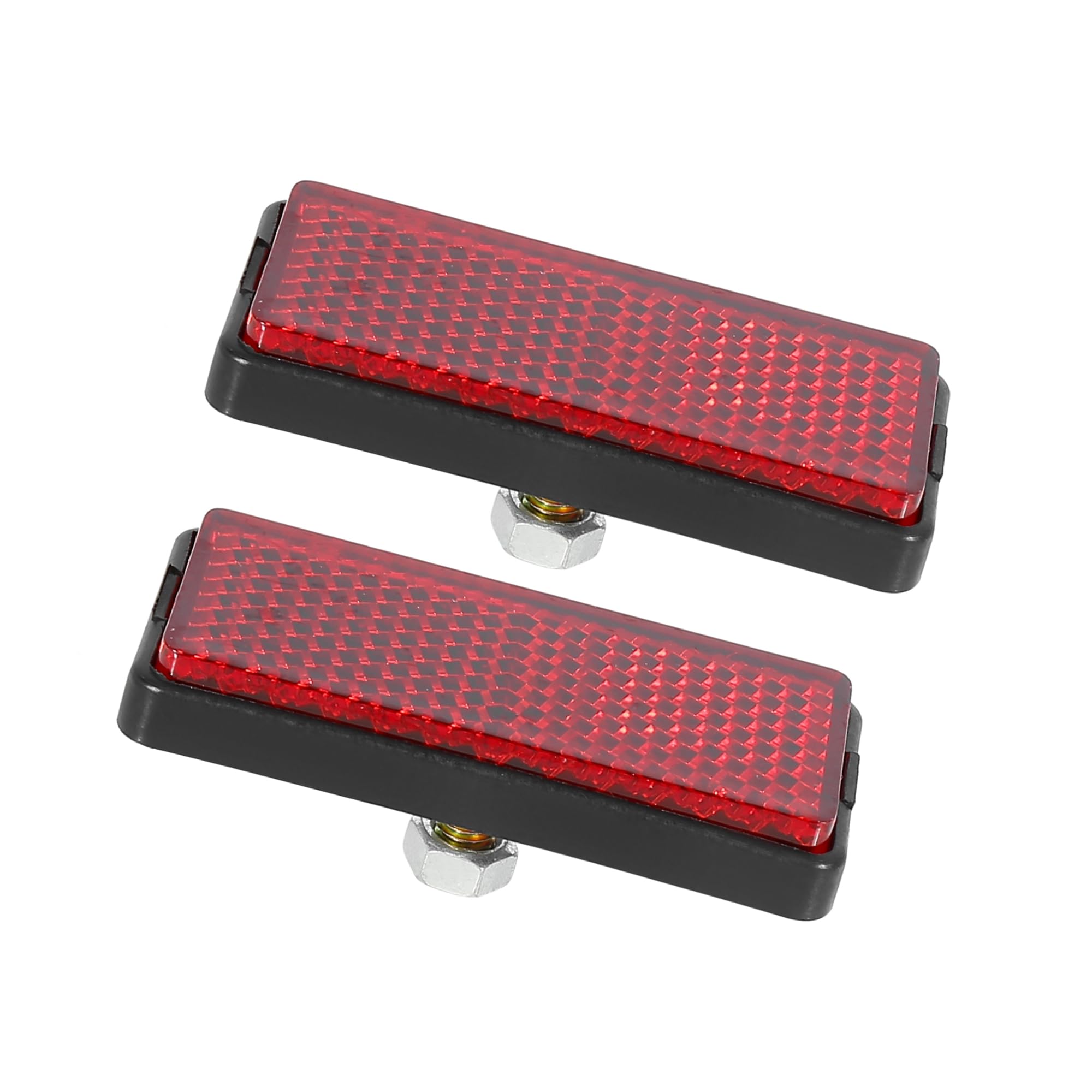 Photo 1 of Hihaha Pair M6x1.0 Red Rectangle Universal Screw Mount Reflective Warning Reflector for Motorcycle Bike 56mm Length Replacement Durable Material