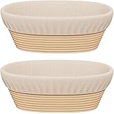 Sondiko Oval Sourdough Proofing Basket 2 Pack, Handmade Sourdough Bread Baking Supplies, Banneton Bread Proofing Basket with Proofing Cloth Liner for Sourdough Bread, Baking