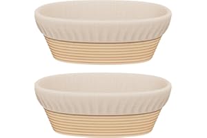 Sondiko Sourdough Bread Starter Kit, Handmade Banneton Proofing Basket 2 Pack, Sourdough Proofing Basket with Proofing Cloth 
