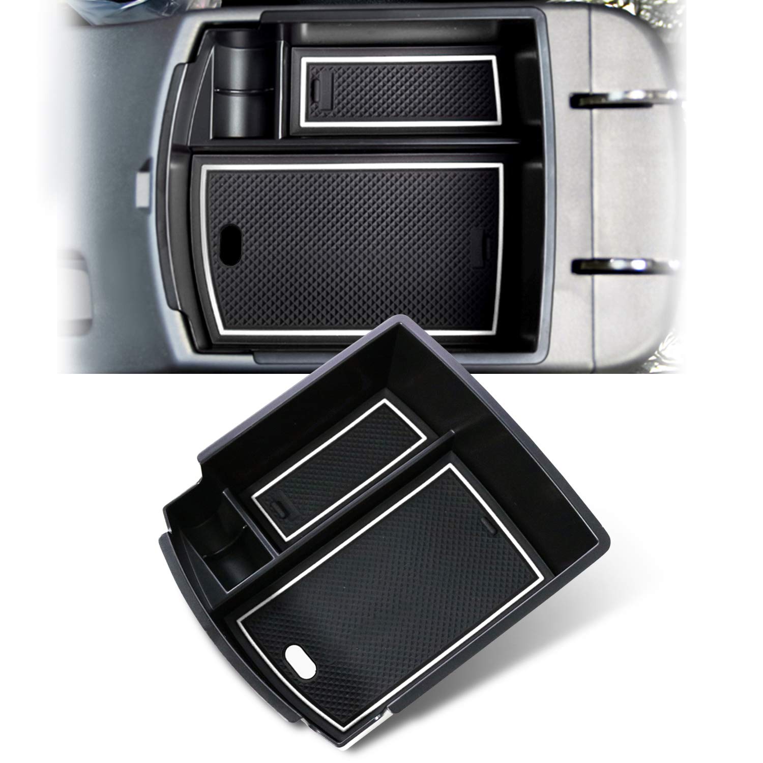 YEE PIN Car Center Console Armrest Box for Kona Hybrid/N Line 2017-2022 Center Console Organizer ABS Materials Storage tray Storage Box Interior Accessories(Not fits Electric EV Version)