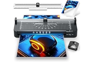 KEJECTOR 13in Laminator Machine with Paper Trimmer + 50pcs Sheets + Corner Rounder, Dual Hot/Cold Mode | Anti-Jam Technology | 90s Fast Preheat for A3/A4/A5/A6 Home Office School Use