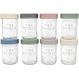 WeeSprout Glass Baby Food Storage Jars w/Lids (8 oz, 8 Pack Set) Snack, Puree, Reusable Small Containers, Breast Milk, Fridge or Freezer, Microwave & Dishwasher Safe, Essential Must Have for Infants