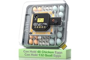 VIOPUMPO Egg Incubator for Hatching 48-132 Chicken/Quail/Turkey Eggs, 360° View Poultry Incubators with Automatic Egg Turning/Humidity Control&Alarm/Auto Water Adding/Adjustable Tray, for Beginner/Farm/Home