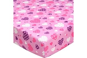 UOMNY Crib Sheet Heart Fitted Sheets Baby Sheet for Standard Crib and Toddler Mattresses Nursery Bedding Sheet Crib Mattress 