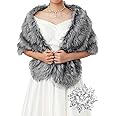 GORAIS Women's Wedding Faux Fur Shawls and Wraps Bridal Fur Scarf Stoles with Brooch for Bride and Bridesmaids