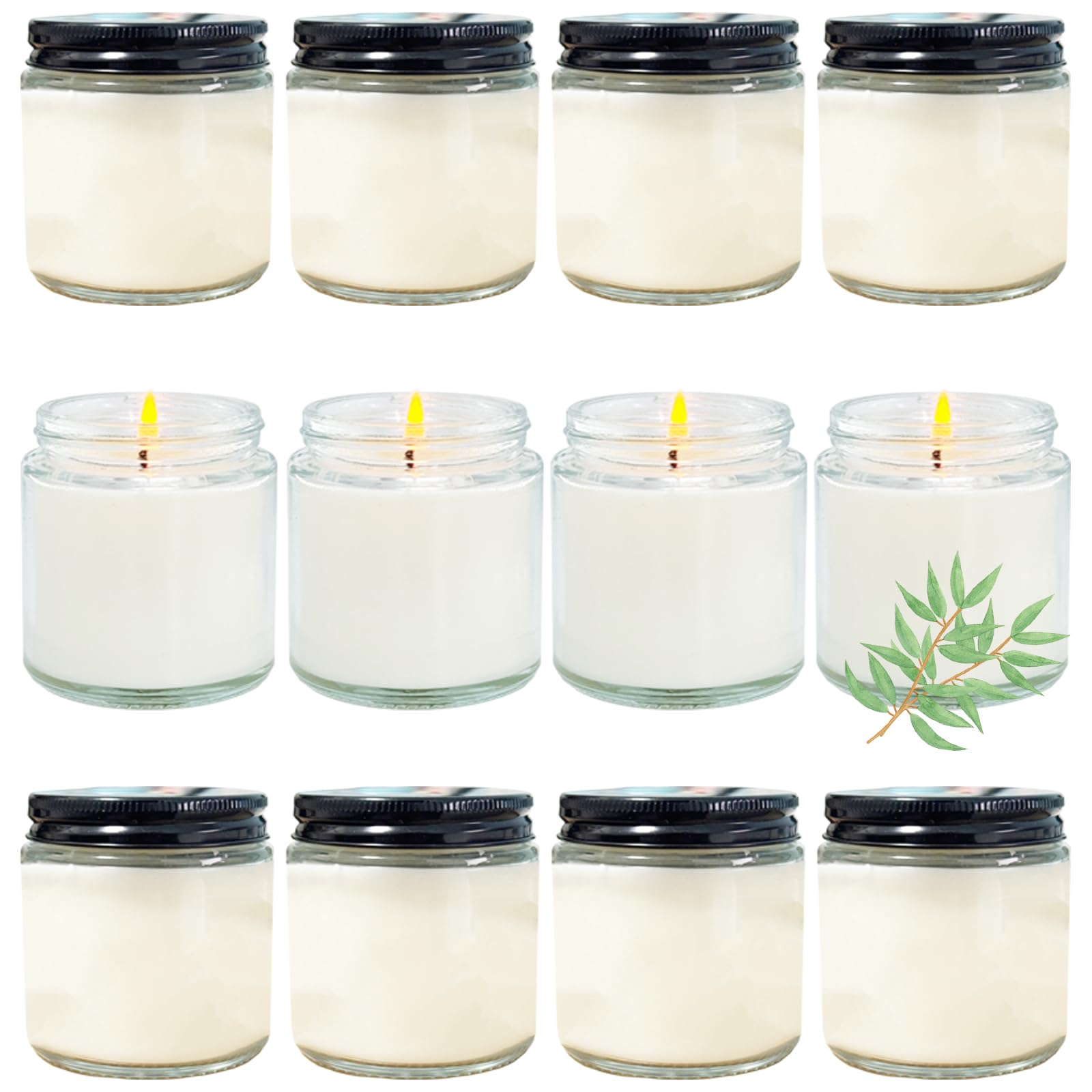 Photo 1 of Veiuwa 12 Pcs 4 Oz Mini Soy Candles,Eucalyptus Scented,Aromatherapy Candle,Bulk Candle Set?Great Stress Relieving Scented Candles for Girls as a Gift for Birthdays, Weddings and More!