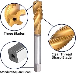 Burkit 2pcs M8 X 1.25 Spiral Flute Tap, HSS
