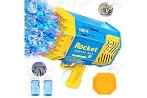 REYKE Bubble Gun| Bazooka Bubble Machine Gun with Colorful Lights, Rocket Bubble Machine for Kids Adults, Outdoor TIK Tok Toys Gifts for Christmas Party Favor Wedding Birthday, Blue
