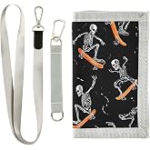 IHCVHQX Halloween Skeleton Skateboard Kids Wallet for Boys Girls Trifold Wallet for Childrens Toddler Novelty Wallet for Teens Women Men