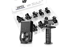 USDRWAM 20 Pack M6-1.0 Body Bolts and Extruded U-Nuts, Black Steel Car Clips Fasteners with Washers for Bumpers, Fenders, and Splash Shields