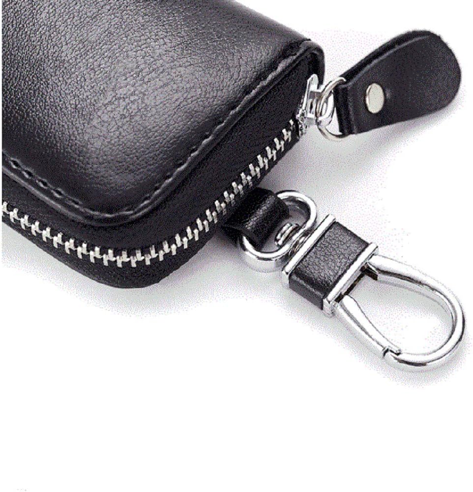 JIUFENG Leather Keys Wallet Car Key Card Holder Multifunctional Zipper Key Case Coin Pouches Keychain Key Ring Unisex (Black) - Image 4