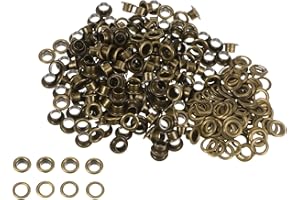 HARFINGTON 300set Grommets Kit Metal Eyelets 6mm 1/4" Hole Tiny Grommet with Washers for Shoes Clothes Belt Tag Bag Fabric Le