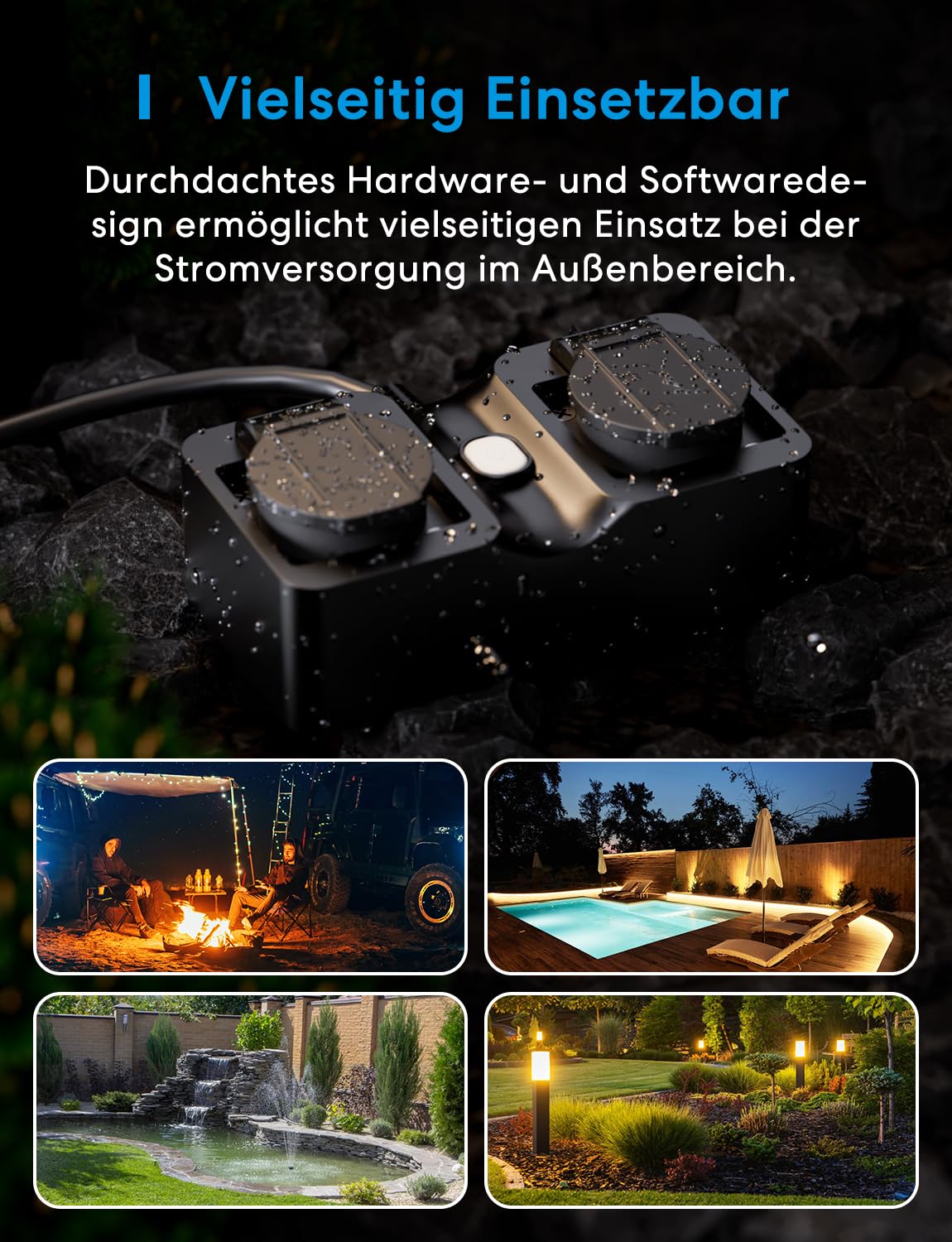 Meross Matter WLAN Steckdose Outdoor mit Strommessung, Smart Steckdose Stromzähler für Balkonkraftwerk Außensteckdose Wasserdicht IP44, funktioniert mit HomeKit, Alexa und Google, 16A 1,5m 7