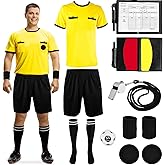 Xuhal Soccer Referee Kit Referee Shirt Soccer Referee Cards Referee Shorts Socks, Referee Whistle Football Side Selector Wristbands Sport Soccer Accessory for Adult(XL)