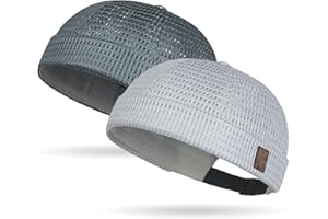 Mens Breathable Mesh Brimless Cap, Summer Skullcap Docker Beanie Hat, Adjustable Cooling Sailor Skullcap, Quickdry