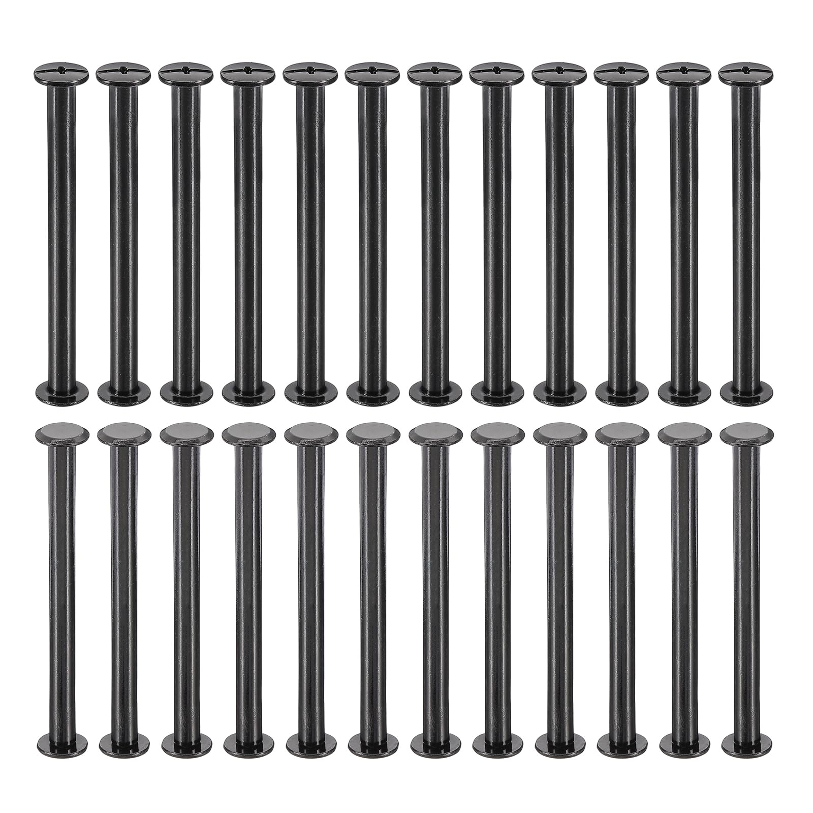 PATIKIL 24 Sets Chicago Screws, 60mm l Chicago Screws Phillips Binding Post Screw Bolts Leather Rivets Fasteners Connectors for Leather Belt Scrapbook Photo Albums, Black