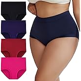 PPBYS Women's High-Waisted Plus Size Tummy Control Underwear Soft Lace Hipster Panties for Daily Comfort Pack