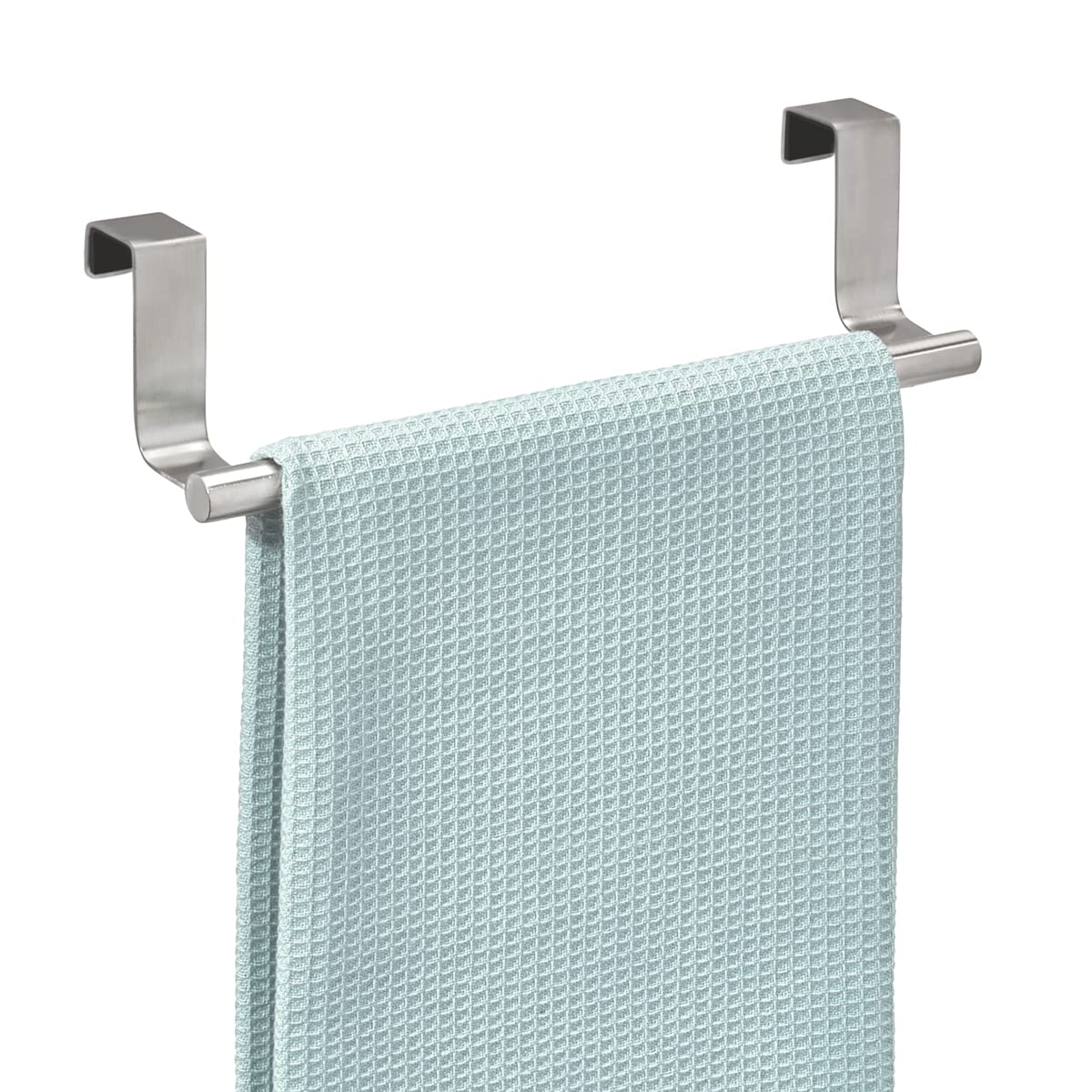 iDesign Over Door Towel Rail, Small Towel Rack Holder for Kitchen, made of Stainless Steel, Silver