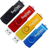 SunData 16GB USB 2.0 Flash Drive 4 Pack Swivel Design Thumb Drive 4 Colors