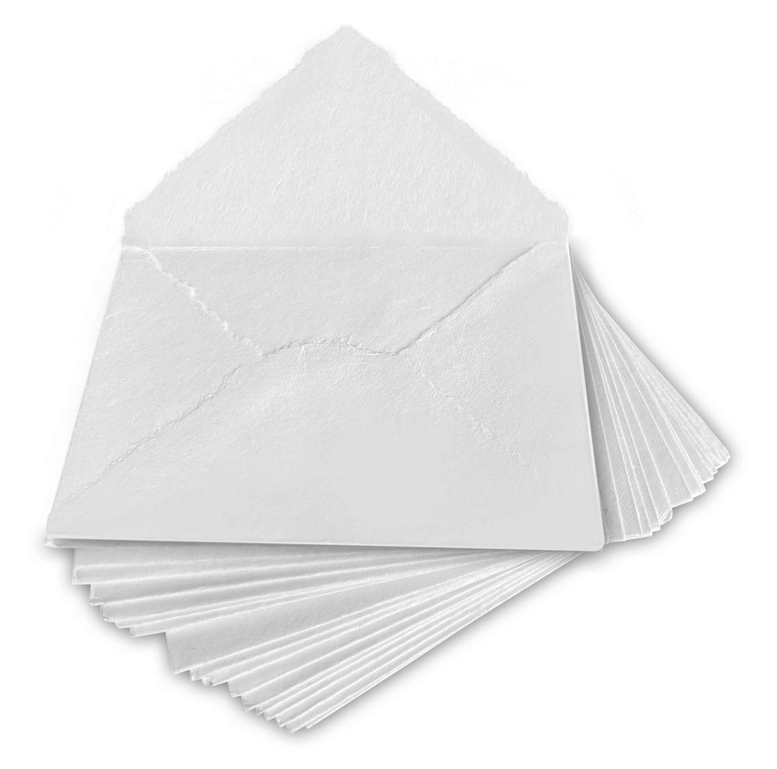 Wanderings Handmade White Deckle Edge Envelope - 11x16cm Package of 25 - for Announcements Wedding Invitations Greeting Cards Crafts - Cold Press Thick 150 GSM