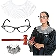 Keymall Judge Costume Accessories Set with Lace False Collar Judge Choker Pin Gavel Glasses for RBG Halloween Costume
