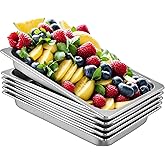 VEVOR Hotel Pans Full Size 2.5 Inch Deep, Steam Table Pans 6 Pack,0.8mm Thick Stainless Steel Hotel Pan Anti Jam Steam Table Pan, for Home, Party, Restaurant, Hotel, Buffet