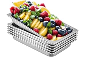 VEVOR Hotel Pans Full Size 2.5 Inch Deep, Steam Table Pans 6 Pack,0.8mm Thick Stainless Steel Hotel Pan Anti Jam Steam Table Pan, for Home, Party, Restaurant, Hotel, Buffet