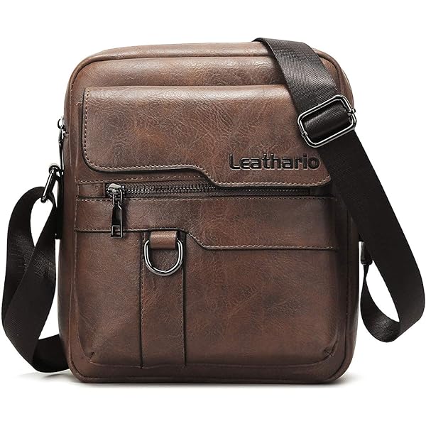 Storite PU Leather Tablet Messenger Sling Bag - 9.7 Inch, Cross Body, Water Resistant, Tan Brown