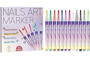 Stylo de vernis à ongles – 12 couleurs à pointe fine | Marqueurs de dessin à ongles | Crayon de peinture graffiti à paillette